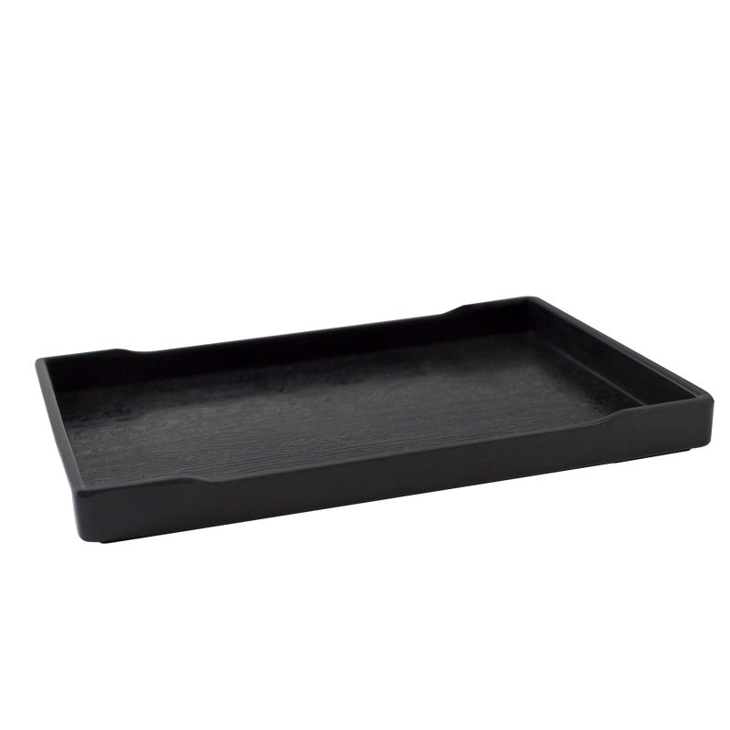 OMEM Reptile Bowl Large Food and Water Dish Enough Space Also Fit for Bath Simulated Wood Grain Surface (M, Black) - Image 1